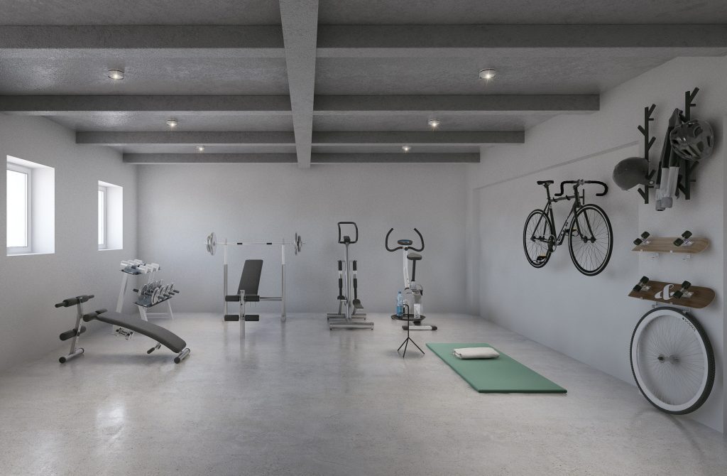 Home gym in finished basement