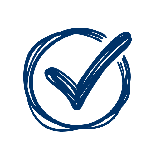 hand drawn blue checkmark in circle