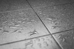 Water droplets on tile floor