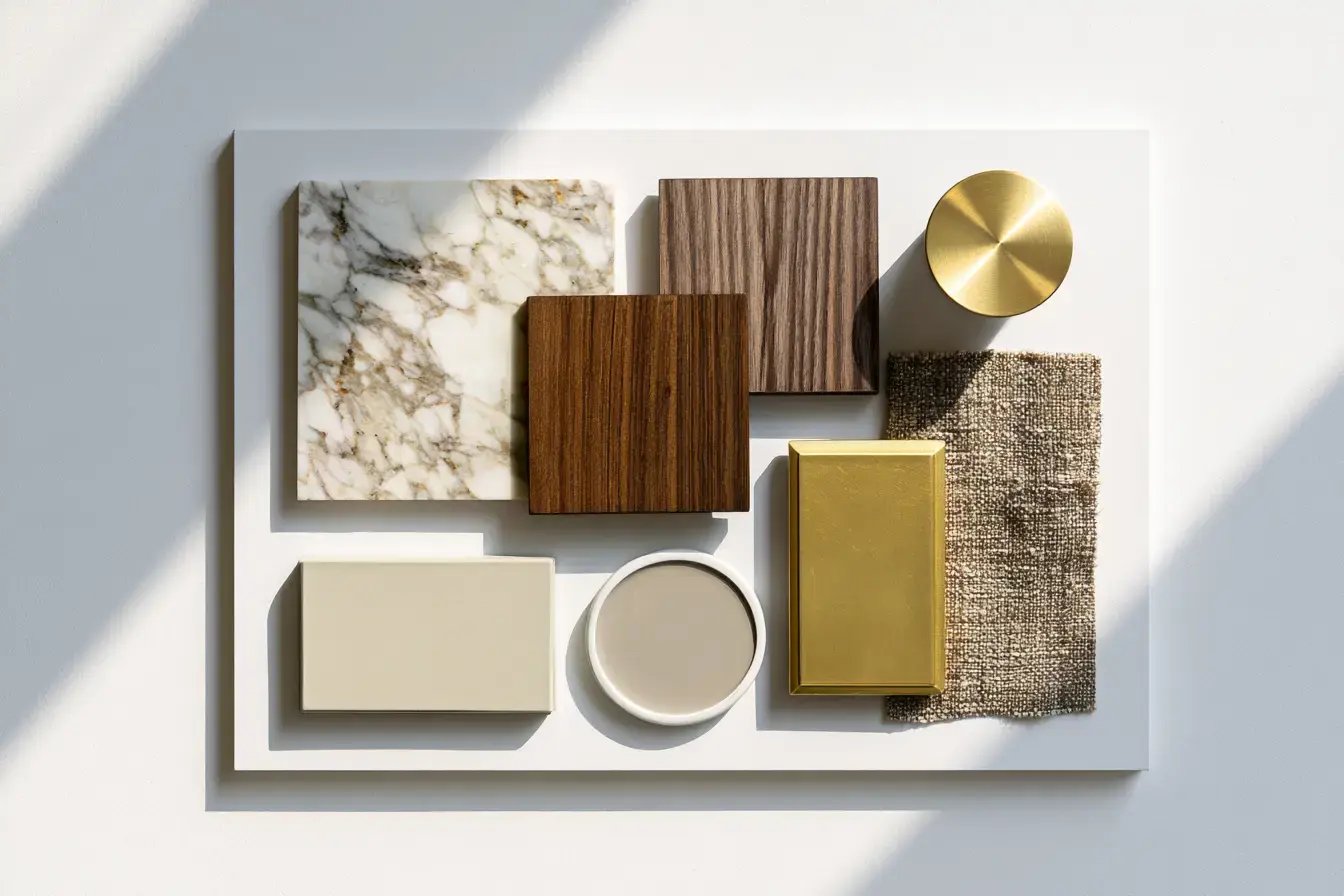 remodeling selections materials on table