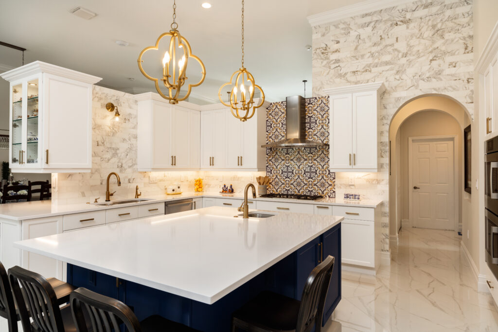 Elegant high-end kitchen with large format tile