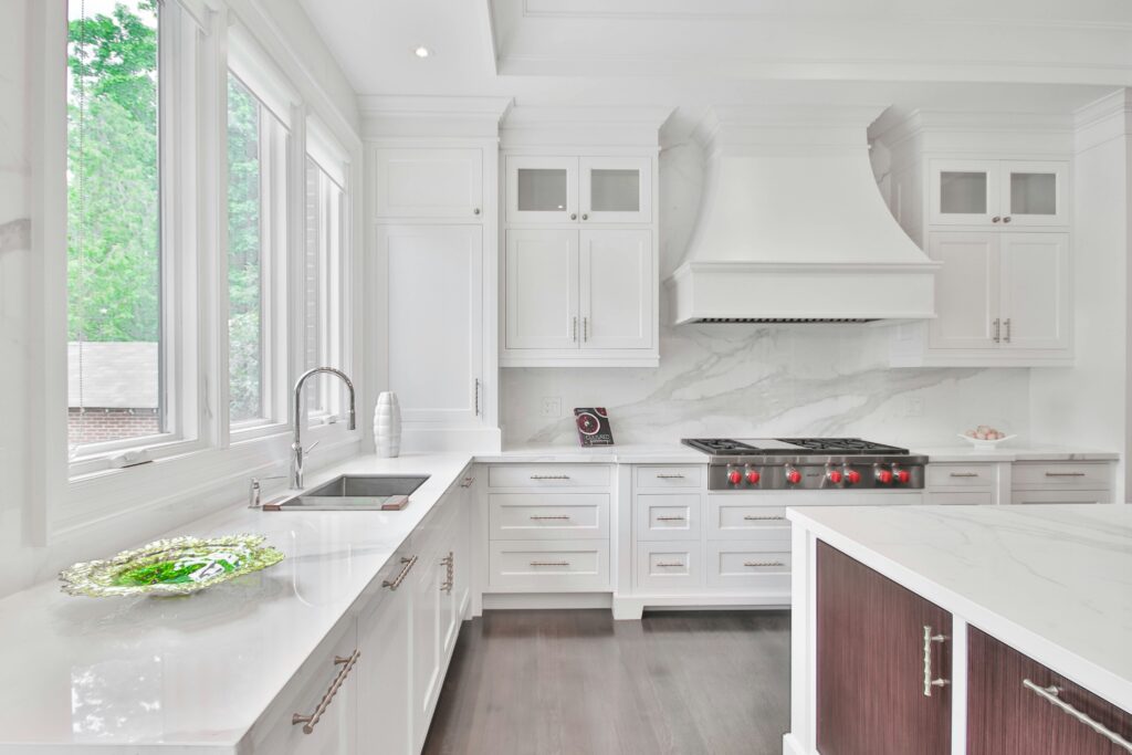 bright white modern kitchen with natural light